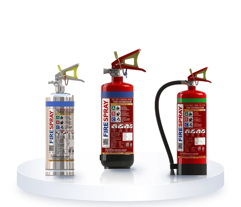 FireSpray stainless steel ABC, ABC MAP 50 and clean agent fire extinguishers
