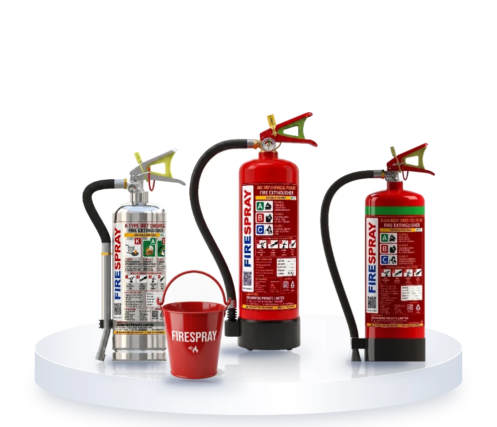 Fire extinguisher dealers in Indore: FireSpray kitchen, ABC, clean agent extinguishers and fire bucket